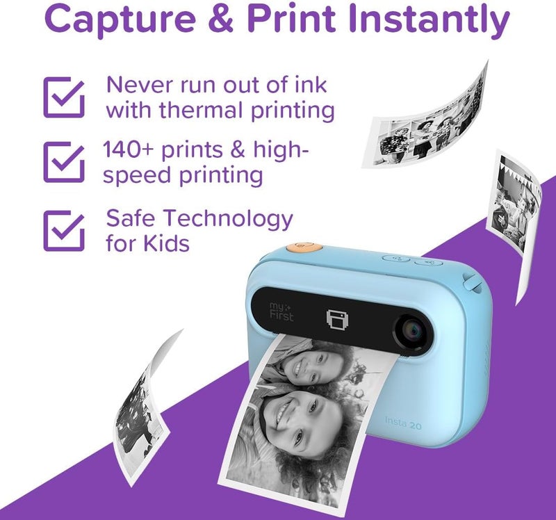 My First New Camera Insta 20 - Instant Print Digital Camera for Kids with 16MP Photos 1080P, 4-12 Years Old boy Gift Ideas, Thermal Printing No Ink, Support Micro SD Card (Blue) - Image 4